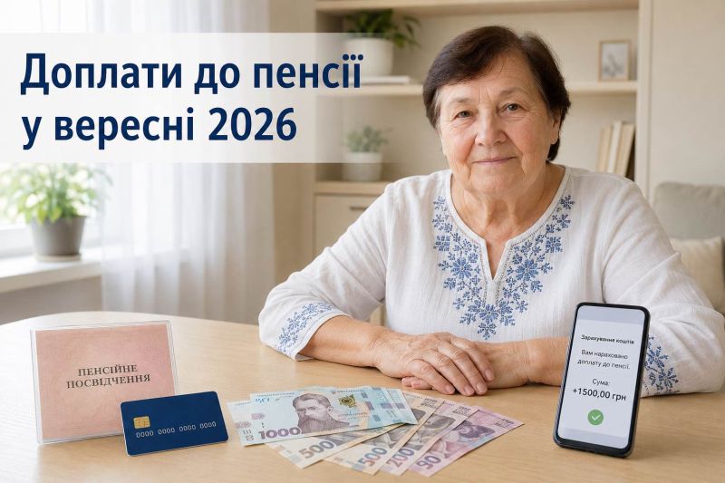 Пенсії з 1 вересня 2026 року: кому нарахують доплати та скільки виплатять